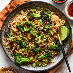 20 Minute Scallion Noodles Recipes With Rice Noodles, Scallion Noodles, Recipes With Rice, Tofu Ramen, Pad Thai Rice Noodles, Spicy Ramen Noodles, Dishing Out Health, Spicy Ramen, Nutritious Recipes