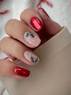 Mistletoe Chrome Nails Festive Holiday Nails, Red Christmas Nails, Nails Now, Red Nail Designs, Festival Nails, Xmas Nails, Christmas Nail Designs