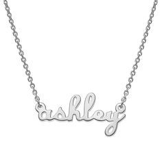 Sterling Silver Petite Lowercase Script Name Necklace Tell the world who you are when you adorn your neckline with your name, spelled out in lovely, lowercase script lettering. This classic design also makes a great gift for any occasion. Personalized Silver Name Necklace With Letter Print, Personalized Silver Letter Print Name Necklace, Classic Personalized Name Necklace, Classic Customized Name Necklace For Mother's Day, Customized Classic Name Necklace For Mother's Day, Sterling Silver Letter Name Necklace, Classic Name Charm Necklaces For Mother's Day, Silver Signature Name Necklace, Classic Personalized Name Charm Necklaces