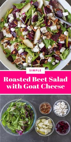 roasted beet salad with goat cheese and crumbled pecans is the perfect side dish