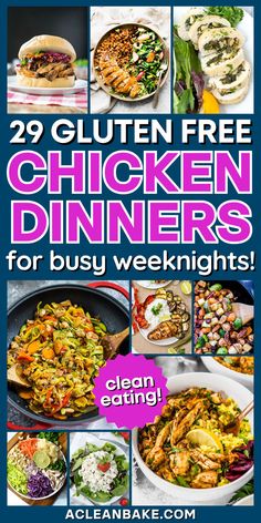 chicken shawarma, fajitas, stir fries, bowl meals, roulades and pulled chicken sandwich Dairy Free Chicken Recipes, Clean Eating Chicken Recipes, Gluten Free Dinner Easy, Clean Eating Chicken, Paleo Chicken Recipes, Gluten Free Recipes For Dinner, Chicken Dinners, Paleo Chicken, Gluten Free Dinner