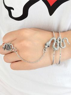 Specification Color: SILVER Category: Accessories > Jewelry > Bracelets Baroque Party, Bracelet With Ring, Ring For Women Silver, Fitted Corset, Wedding Dress Buttons, Lace Applique Wedding Dress, Green Tulle, Teen Jewelry, Snake Bracelet