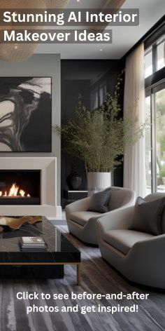 a living room filled with furniture and a fire place in the middle of it's walls