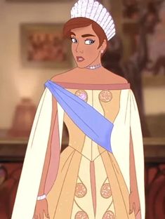 the princess from disney's beauty and the beast is dressed in an elaborate gown