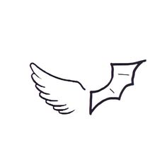 a drawing of a flying bird with its wings spread out to the side, on a white background