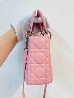 This product is in GOOD condition. Pink Baguette Bag With Detachable Handle Crossbody, Pink Crossbody Baguette Bag With Detachable Handle, Christian Dior Tote Bag Pink, Christian Dior Bag Totes Pink, Luxury Pink Pouch-shaped Satchel, Christian Dior Bag, Trending Handbag, Pink Mini, Lady Dior Bag