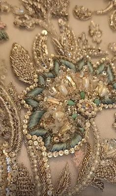 a close up view of an elaborate dress