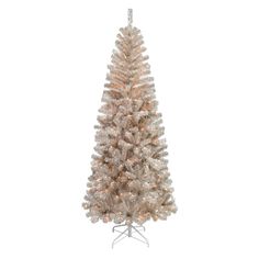 a white christmas tree with lights on it