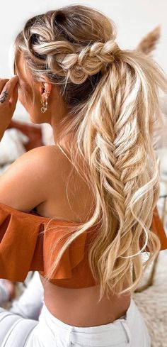 Cute braided hairstyles to rock this season : Braided Ponytail & Fishtail | Hair styles, Braided hairstyles, Braids for short hair Rodeo Hair, School Hairdos, Style Braids, Guest Hair, French Braids, Braided Half Up, Cute Braided Hairstyles, Wedding Guest Hairstyles, Braided Hairstyles For Wedding