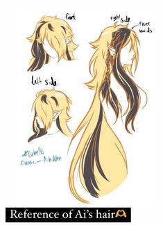 an anime character's hair is shown in three different stages