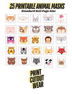 the 25 printable animal masks are available for purchase