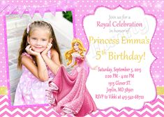 a princess birthday party with pink and gold polka dot border, barbie doll on the front