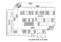 the floor plan for an office building with two floors and several tables in each room