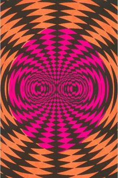 an orange, pink and black pattern on a white background