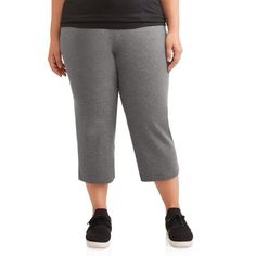 Embrace the athleisure lifestyle with these plus-size capris from Athletic Works. Made of soft cotton with a hint of spandex for stretch, these pants have Dri More technology to wick away moisture and keep you dry and relaxed when things start heating up. The covered elastic waistband provides a flattering fit and includes a hidden pocket to hold on to your keys or fitneess tracker while you're out and about. These athleisure capris are available in assorted colors and work well in active and ca Casual Moisture-wicking Capris For Gym, Casual Knee-length Workout Capris, Sporty Cotton Capris, Athleisure Lifestyle, Bottom Workout, Plus Size Workout, Grey Outfit, Womens Capris, Plus Size Pants