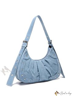 Bird in Bag - Fashionable Denim Pleated A-Line Skirt Trendy Blue Denim Skirt, Trendy Denim Blue Skirt, Trendy Everyday Denim Skirt With Pockets, Denim Bag Outfit, Denim Bags, Style Preppy, Denim Bag, Bird In Bag, Bag Straps