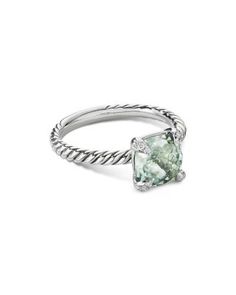 David Yurman Chatelaine Ring with Prasiolite and Diamonds David Yurman Engagement Ring, Chatelaine, David Yurman, Birthstone Ring, Diamond Jewelry, Birthstone, Engagement Ring, Jewelry Accessories, In Store