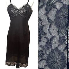 VTG 60s Vanity Fair Slip Dress Black Nylon Lace  Lingerie Négligée Size 36  | eBay Fitted Lace Chemise For Night, Sheer Fitted Chemise For Night, Sheer Sleeveless Coquette Slip Dress, Fitted Lace Trim Chemise For Night Out, Elegant Fitted Chemise For Night Out, Fitted Chemise With Built-in Bra For Night Out, Fitted Coquette Slip Dress For Night, Fitted Chemise For Summer Night Out, Fitted Coquette Style Slip Dress For Night