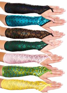 five different styles of mermaid gloves with the words ebay on them