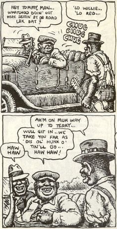 an old comic strip with two men talking to each other