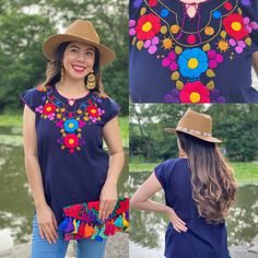 This Beautiful Floral Hand Embroidered Blouse is the perfect Top for Everyday use or a special event. This blouse is hand embroidered by Mexican Artisans and is completely one of a kind! This blouse comes in one size which fits sizes Small and Medium. More Colors Available here: https://www.etsy.com/es/listing/834786779/blusa-floral-bordado-a-mano-blusa-floral?ref=listing_published_alert Floral Embroidered Tunic Top For Festival, Bohemian Tops With Geometric Embroidery For Beach, Bohemian Beach Tops With Geometric Embroidery, Bohemian Embroidered Top With Geometric Design For Vacation, Bohemian Tops With Geometric Embroidery, Bohemian Embroidered Hem Top For Beach, Embroidered Folk Blouse For Beach, Folk Embroidered Beach Blouse, Bohemian Tops With Embroidered Hem For Festivals