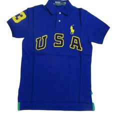 New With Tags Blue Polo Shirt With Embroidered Usa And Big Yellow Pony Men's Size Small 100% Cotton Our Items Are Authentic; Purchased From Brand Stores And Major National Retailers. We Are Not Affiliated With Any Brand. Blue Long-sleeve Polo Shirt For Summer, Blue Long Sleeve Polo Shirt For Summer, Blue Cotton Polo Collar Shirt, Blue Fitted Cotton Polo Shirt, Blue Cotton Fitted Polo Shirt, Fitted Blue Cotton Polo Shirt, Blue Cotton Polo Shirt, Blue Cotton Polo Collar Tops, Blue Cotton Polo Collar T-shirt