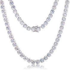 Elevate your elegance with this luxurious 10mm UltraLux™ Moissanite Tennis Necklace set in Sterling Silver. Its sleek 10mm design and baguette clasp add a powerful touch of opulence to your look.