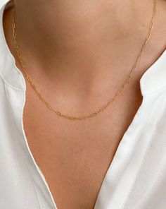 Dainty paperclip chain necklace, Necklaces for women, chain link necklace, Gold filled necklace, choker, chain necklace, layering necklaces Dainty link Chain necklace - The perfect everyday layering necklace. layer it or wear it solo. MADE TO LAST: * 14k gold filled dainty elongated rectangle paperclip Chain with gold filled spring ring closure. Link size approx 5mm x 2mm *Select your perfect length at checkout *Make it a choker! Measure around your neck and select your desired length. SHIPPING: Simple Everyday Paperclip Chain Necklace, Dainty Paperclip Chain Necklace For Gift, Delicate Gift Chain Necklace With Paperclip Chain, Minimalist Charm Necklace With Figaro Chain, Delicate Everyday Paperclip Chain Necklace, Minimalist Figaro Chain Charm Necklace, Dainty Paperclip Chain Link Charm Necklaces, Delicate Necklaces With Paperclip Chain, Dainty Charm Necklaces With Paperclip Chain