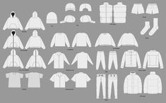 an image of men's clothing sizes and measurements for different types of jackets, shirts, pants