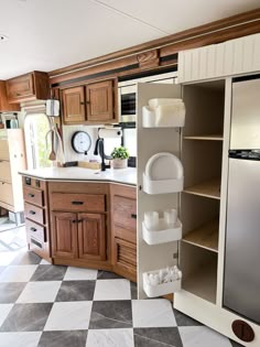 the kitchen is clean and ready to be used as a storage area for dishes or other items