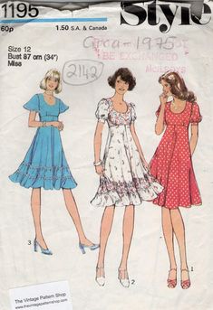 two women's dresses, one with short sleeves and the other with ruffles