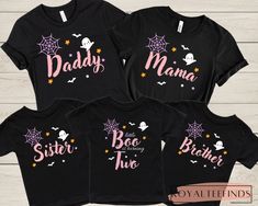 three shirts that say daddy, mama and sister