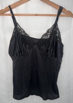 🎀 Vintage Ashley Taylor  🎀 Camisole top  🎀 Black  🎀 Large  chest 32 - 35 ''  adjustable straps  🎀 Pre loved condition Black Lace Tops With Delicate Straps, Fitted Black Camisole With Delicate Straps, Black Lace Camisole With Spaghetti Straps, Black Lace V-neck Tank Top, Black Lace Trim Spaghetti Strap Camisole, Black Lace Sleeveless Camisole, Black Lace V-neck Camisole, Black Lace Tank Top With Spaghetti Straps, Vintage Lace Trim Tank Top