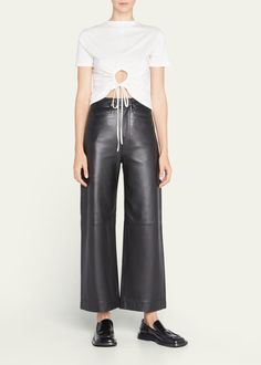 Get free shipping on Proenza Schouler White Label High-Rise Leather Culottes at Bergdorf Goodman. Shop the latest luxury fashions from top designers. Chic High Waist Leather Bottoms, Modern Leather Bottoms For Spring, Leather Bottoms With Belt Loops For Night Out, High Rise Leather Bottoms With Belt Loops, High-rise Leather Bottoms For Workwear, High Rise Leather Bottoms For Work, Chic High-rise Leather Pants With Belt Loops, Chic High Rise Leather Pants With Belt Loops, Chic High-rise Leather Pants