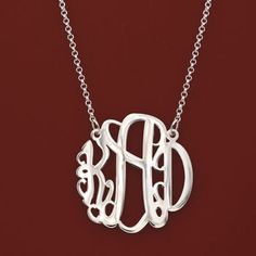 Ross-Simons - Sterling Silver Large Monogram Necklace. 16". An on-trend gift that's always well received. Our sterling silver large monogram pendant is an impressive way to display those three very special initials in elegant round script. Specify three initials and which to center. Pendant cannot be removed from the sterling silver rolo chain. Proudly handcrafted in the USA - custom-crafted in our Rhode Island studios! Lobster clasp, sterling silver monogram necklace. Silver Hypoallergenic Initial Pendant Jewelry, Initials Sterling Silver Necklace Gift For Mom, Sterling Silver Initial Pendant Jewelry For Mom, Classic Sterling Silver Initials Jewelry, Silver Initial Pendant Jewelry For Mom, Classic Monogram Jewelry For Mother's Day, Silver Initial Pendant Jewelry Gift For Mom, Classic Sterling Silver Jewelry With Initials, Formal Monogram Sterling Silver Jewelry