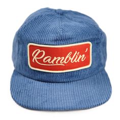 Corduroy Ramblin' Hat Smokey Blue Snapback - Stuntin HQ Retro Hats, Vintage Trucker Hats, Blue Corduroy, Hat Patches, Hat Ideas, Concert Fits, Vintage Cap, Corduroy Fabric, Embroidered Hats