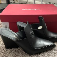 Pre-Loved! Box And Dustbag Come With! Price Is Firm Unless Bundled. 100% Authentic. Only Worn 2/3 Times. Designer Slip-on Heels With Sculpted Heel, Luxury Round Toe Heels For Shopping, Designer Pointed Toe Heels For Shopping, Designer High Heels For Shopping, Calf Leather Slip-on Evening Heels, Elegant Calf Leather Slip-on Heels, Elegant Calf Leather Heels With Red Sole, Luxury Leather Heels For Shopping, Elegant Calf Leather Heels With Red Heels