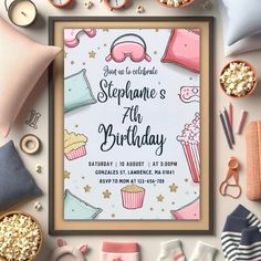 a birthday party with cupcakes and other items