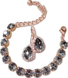 Rose Gold Crystal Jewelry For Wedding, Gold Crystal Jewelry Sets With Rhinestones, Formal Rose Gold Crystal Jewelry Sets, Formal Rose Gold Multi-stone Jewelry, Rose Gold Rhinestone Crystal Necklace, Wedding Jewelry Sets, Bridal Jewelry Sets, Tennis Bracelet, Earring Necklace