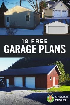 18 Free DIY Garage Plans with Detailed Drawings and Instructions Shed And Garage Ideas, Diy Garage Build Plans, Free Garage Plans, Garage Plans With Workshop, Diy Shop Building, Diy Detached Garage, New Garage Ideas Building, 20x30 Shop Plans, Garages Ideas Design