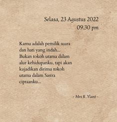 an old paper with the words selasa 23 august 2012