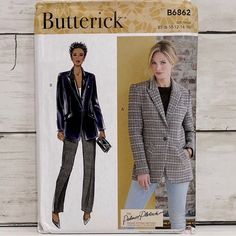 a women's jacket and pants sewing pattern from butterick