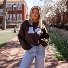 This trendy & unique Beige Cheetah Gildan Greek Letter Crewneck Sweatshirt is sure to stand out on any campus! Grab one for you, your big/little, or a group of sisters Picture Details ⭑ #1-4: Brown sweatshirt, White background fabric (Alpha Phi) Care Instructions ⭑ Wash inside out on cold & air dry for best results ⭑ Do not dry clean ⭑ Light iron if necessary ⭑ Care instructions are included with every order. We are not responsible for damages if not cared for properly. Sweatshirt Info ⭑ Gildan Oversized Tops For Fall With School Spirit, Oversized Tops For School Spirit In Fall, Casual Fall Sweatshirt For Campus, Casual Fall Campus Sweatshirt, Trendy Sweatshirt For Campus In Fall, Trendy Campus Sweatshirt For Fall, Trendy Fall Sweatshirt For Campus, Relaxed Fit Sweatshirt For Fall Campus Wear, Spring Campus Cotton Sweatshirt