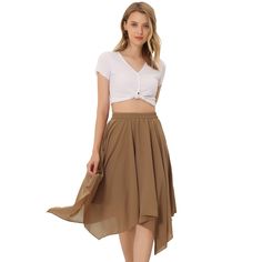 The layers on the skirt are very flattering for multiple body types. This is a great skirt to wear for multiple occasions. The skirt has a unique irregular design that has lots of volume and really moves when it is worn. Perfect for your next backyard barbecue. This work-to-weekend midi skirt is patterned in slim stripes and fitted with an easygoing elastic waist. Ponte Skirt, Handkerchief Skirt, Midi Flare Skirt, Backyard Barbecue, Handkerchief Hem, Mid Length Skirts, Beautiful Skirts, Pleated Midi Skirt, Tier Skirt