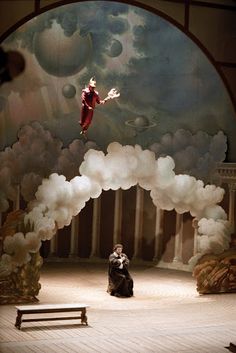 Heaven Set Design, All The Worlds A Stage, Magic In The Moonlight, Theatre Backdrops, Theatre Inspiration, Paper Theatre, Peacock Wall Art, Set Design Theatre, Theatre Design