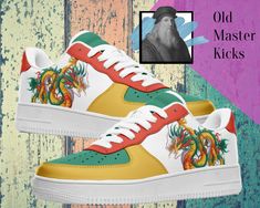 Chinese Bearded Dragon Shoes, Tibetan Dragon Green sneakers,  Custom Unisex Low Top Leather Sneakers Be Unique with a pair of these unique sneakers! Extremely comfortable sneakers with a high-quality print are made to last and to impress - a truly Exclusive way to express oneself and to inspire new fashion trends on the go. Sneaker Details: *Rubber sole *Non-marking rubber outsole for traction and durability *Perforated toe box provides breathability. *Comfort and impact protection. *Custom Sport traction pattern ensures grip on any surface. Keep in mind that the Waiting time is a bit long since they are custom made. However, you will love our unique sneakers.  ** Custom handmade: please allow 10-14 days for delivery after processing ** Sizing chart: Please choose suitable size. If you don Dragon Shoes, Tibetan Dragon, Dragon Green, Unique Sneakers, Green Sneakers, Sneakers Athletic, Bearded Dragon, Comfortable Sneakers, New Fashion Trends