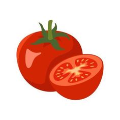 a tomato cut in half on a white background