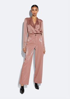 Mauve Pants, Straight Leg Pant, Feather Dress, Dress Satin, Mauve Pink, Runway Collection, 2024 Collection, Fall 2024, In The Fall