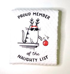 Christmas Kitchen Towel, Funny Cat Gift Mischievous Cat, Pug Gifts, Cat Owner, Pug Lover