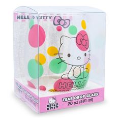 a hello kitty tea glass in a clear box